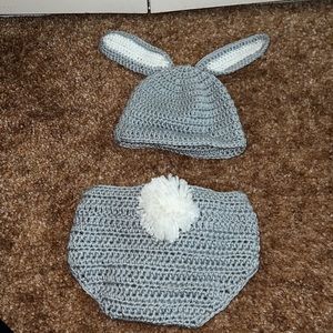 Knitted bunny bottom & hat